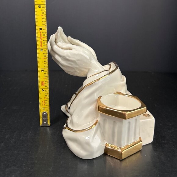 Vtg Bradford Exchange "In His Hands" Porcelain Candle Holder 2002 - Picture 5 of 9